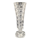 Glass vase, soliflore type, with square patterns