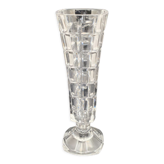 Vase en verre type soliflore à motifs carrés