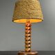 Mid-Century modern brutalist wood turned table lamp Charles Dudouyt style