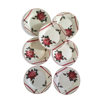 Assiettes plates aux roses Digoin sarreguemines