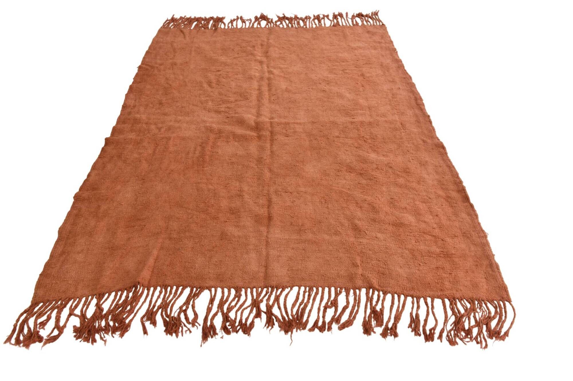 Kilim Turc Vintage Terracotta Uni, Tapis Naturel pour Salon et Chambre