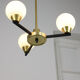 Vintage Italian Metal and Opaline Glass Chandelier