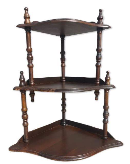 Corner wall display with 3 mahogany shelves