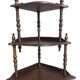 Corner wall display with 3 mahogany shelves