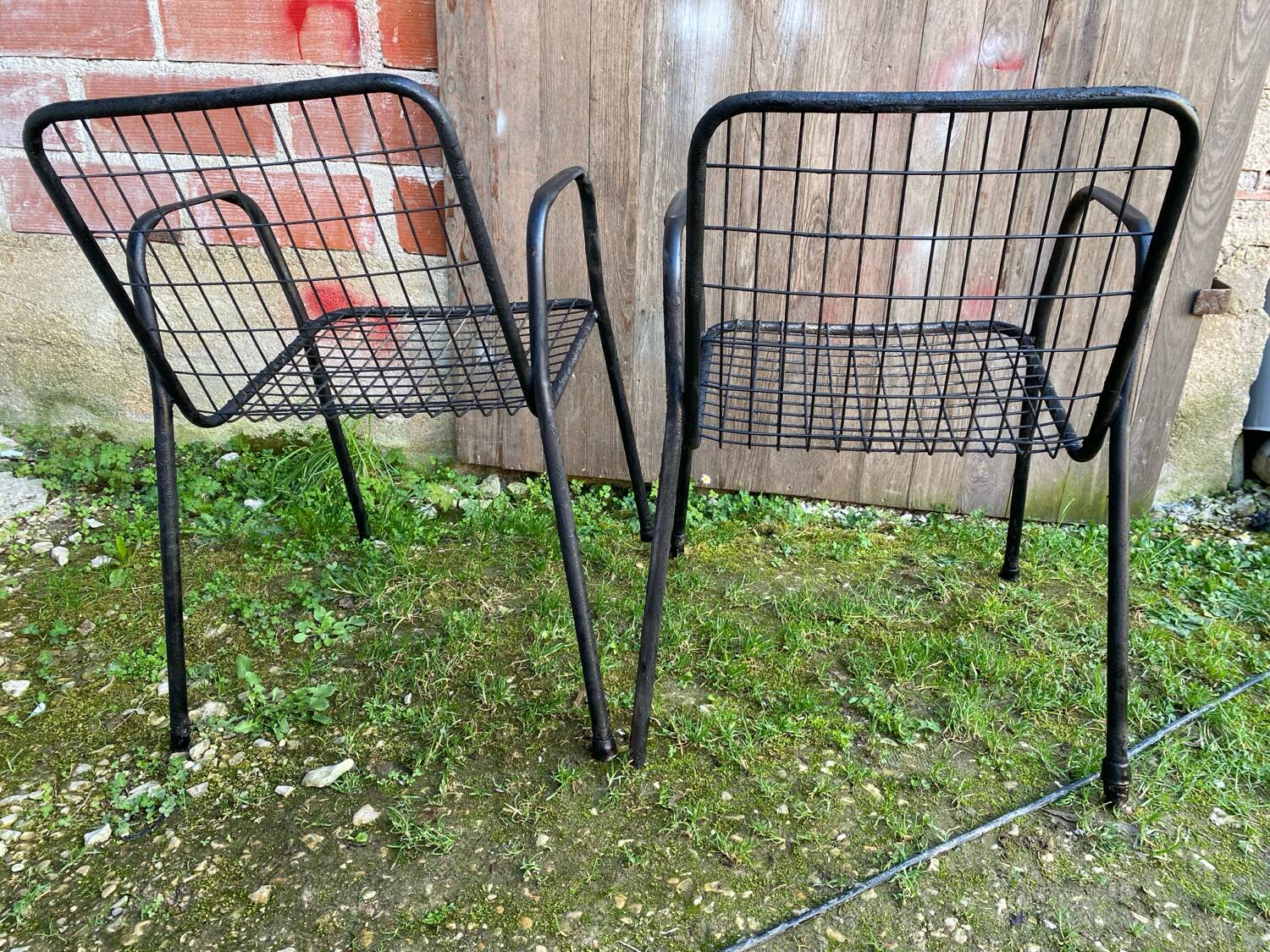Pair of Antique EMU RIO Armchairs in Black Metal Vintage
