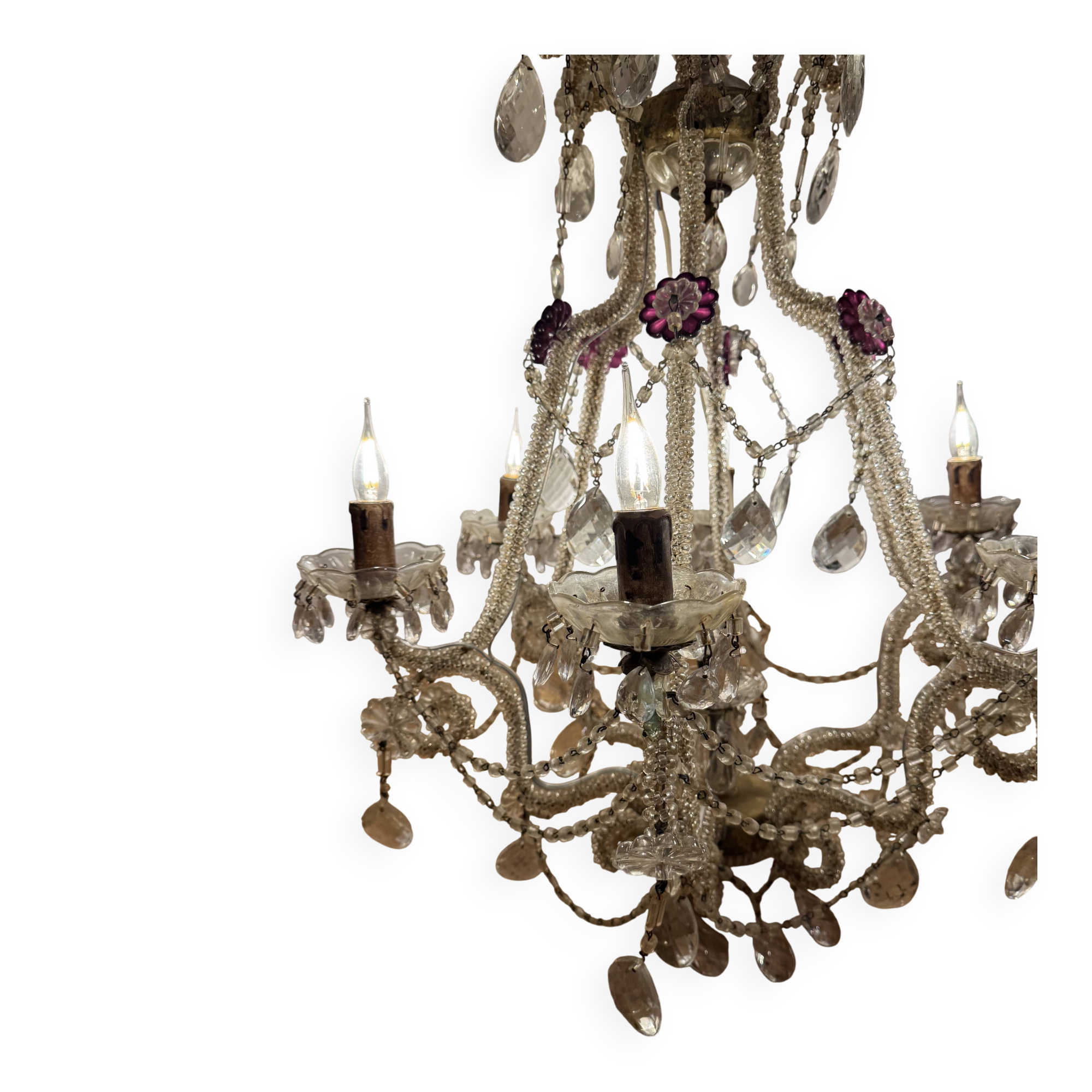 Lustre à pampilles en cristal ancien