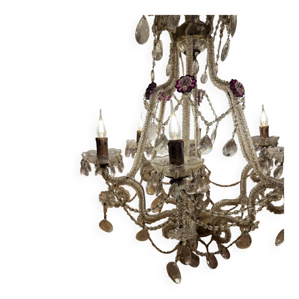 Lustre à pampilles en cristal ancien