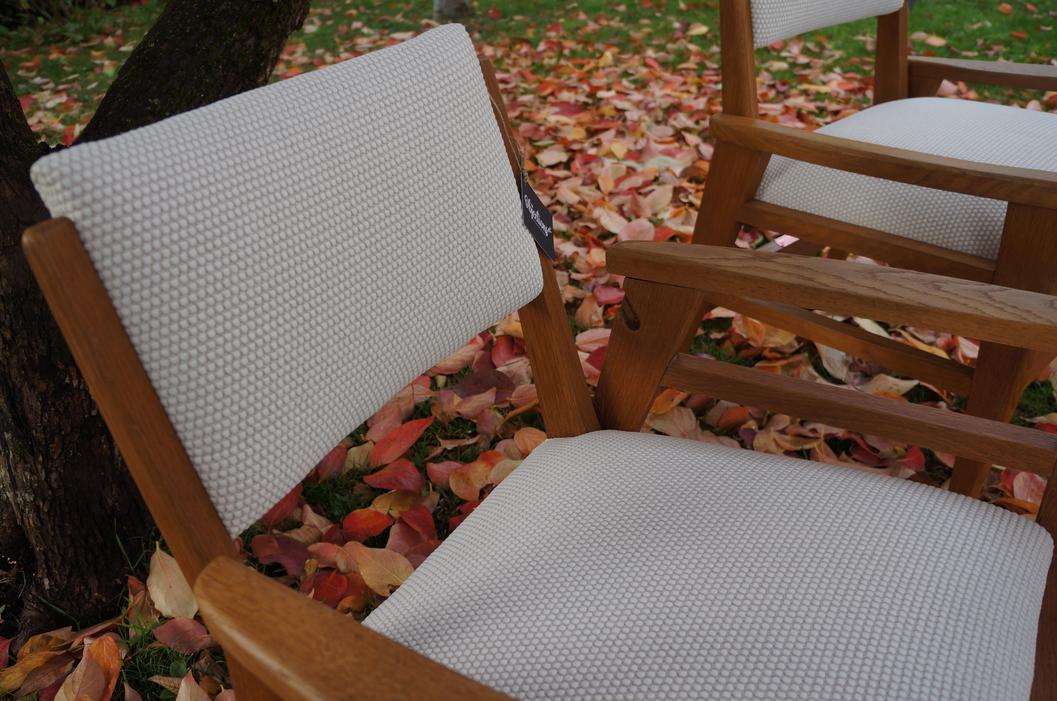 Pair of vintage poly-seat armchairs