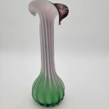 Murano glass vase "Jack in the Pulpit" green and purple