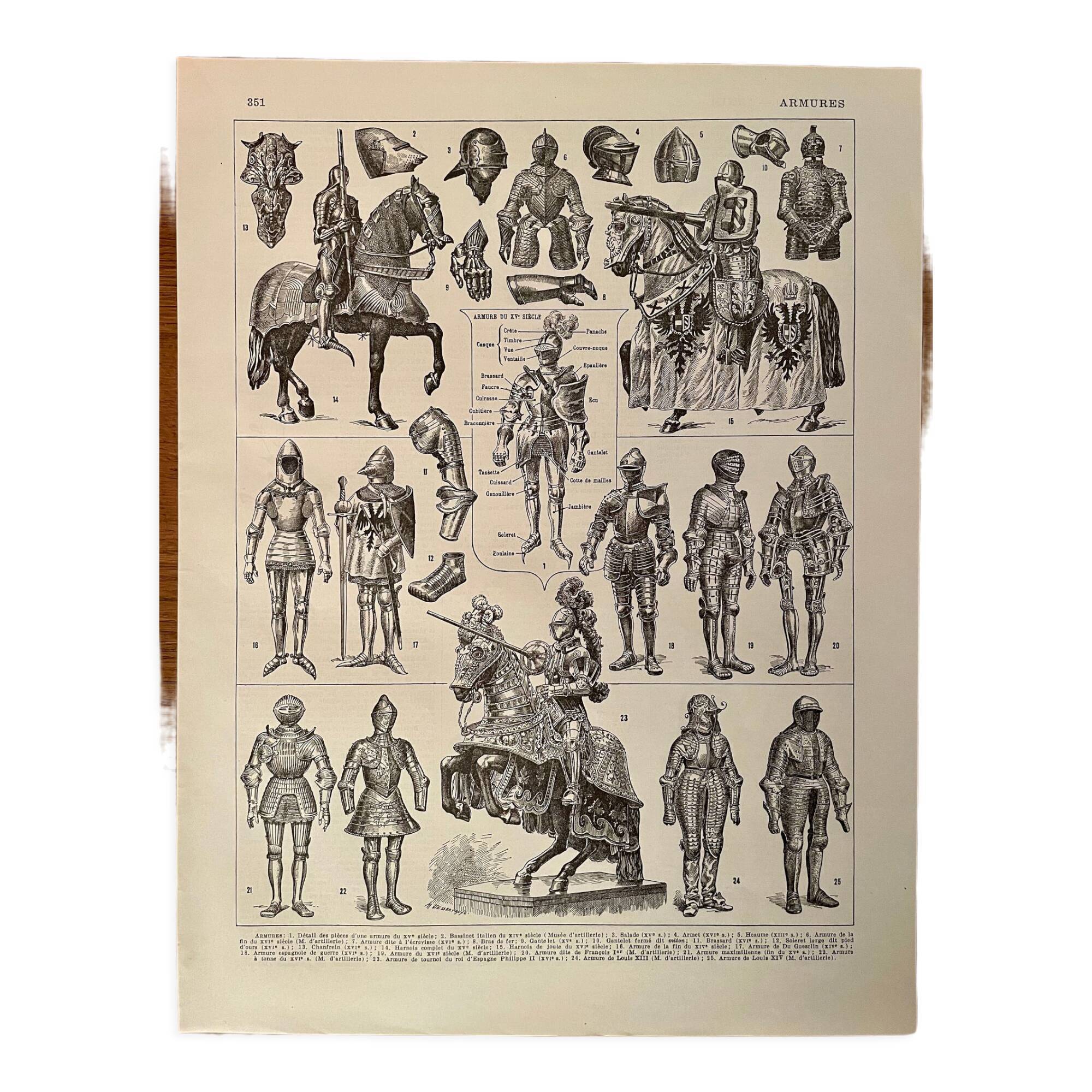 Lithograph on armor and knights - 1920