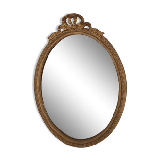 Miroir ovale doré style Louis XVI h 60 cm