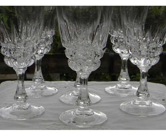 Lot de 6 verres à eau en cristal d'arques, modèle pompadour | Selency
