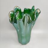 1970s Exquisite "Fazzoletto" Murano Glass Vase by Dogi. Made in Italy