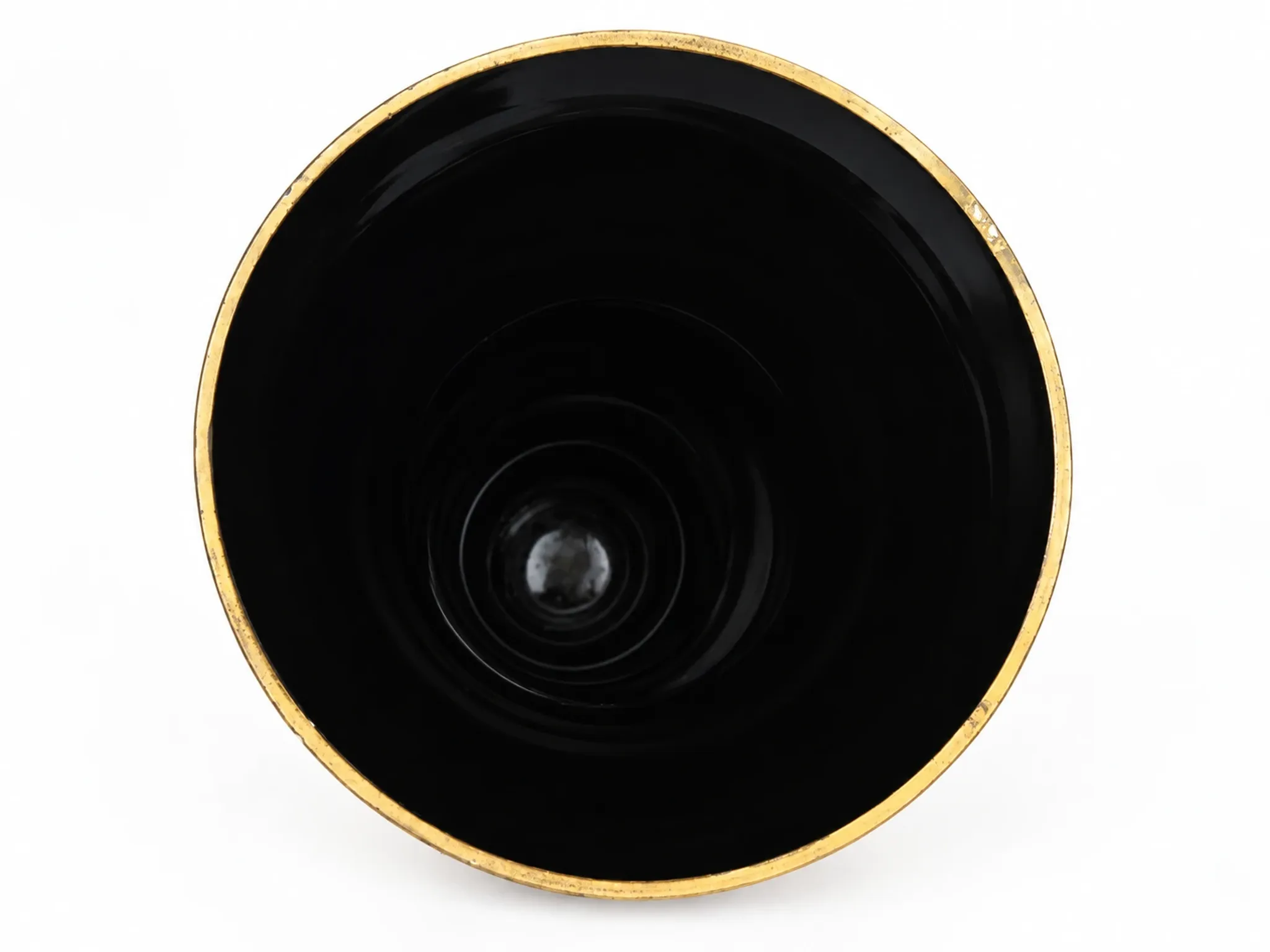 Superb Large Art Deco Ruppel Boom Vase – Black Glass with Fine Gold Gilding