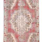 4x7 Red and Beige Turkish Vintage Rug