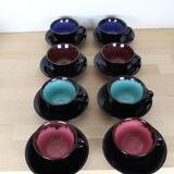 8-cup Keraluc Quimper set, with saucers, ceramic
