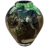 Ada LOUMANI vase in blown glass in shades of green