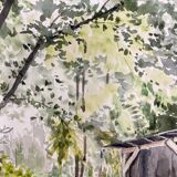 Aquarelle de paysage vintage