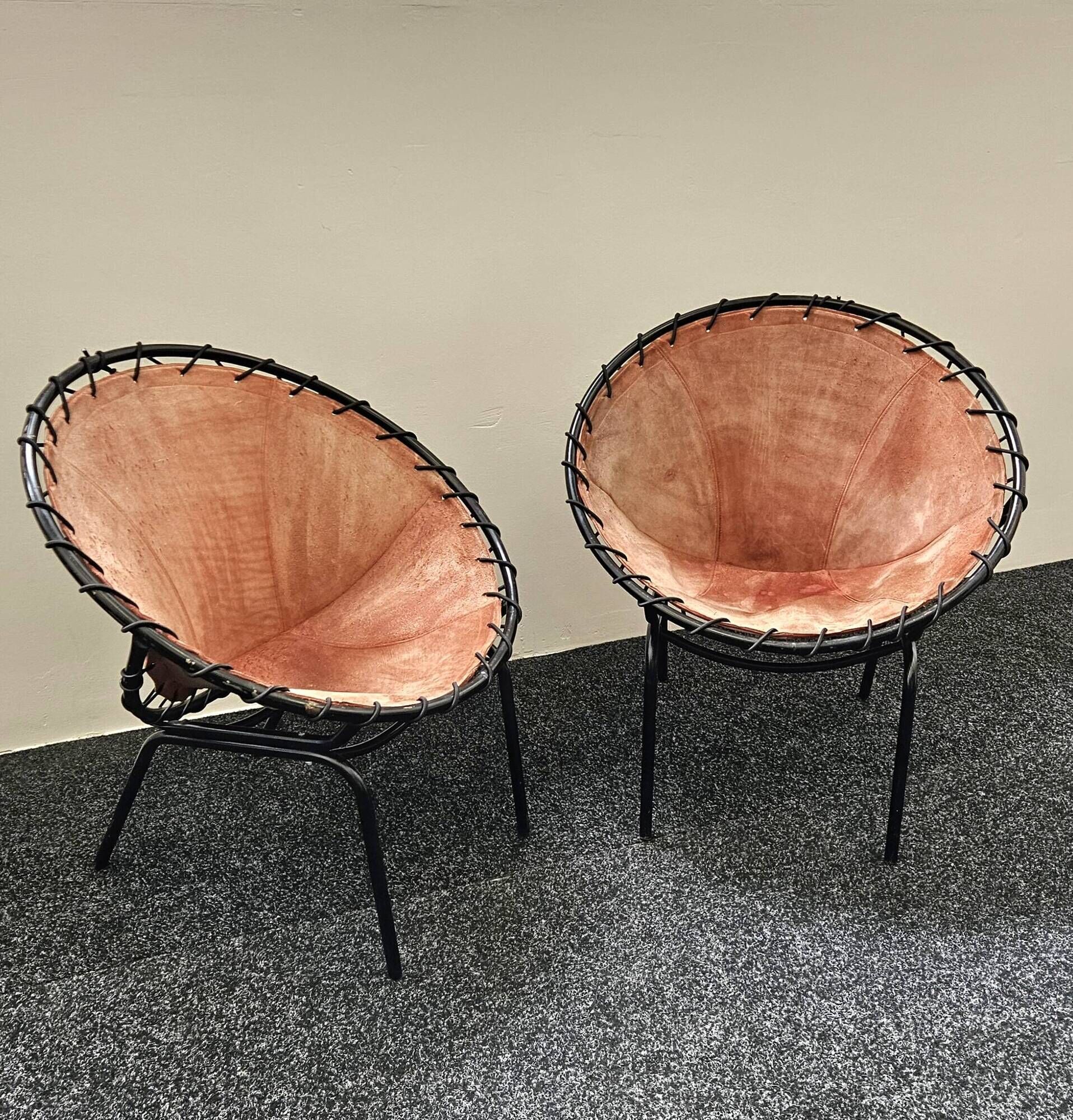 Hans Olsen Suede lounge chair pair for Lusch – 1950s mid-century
