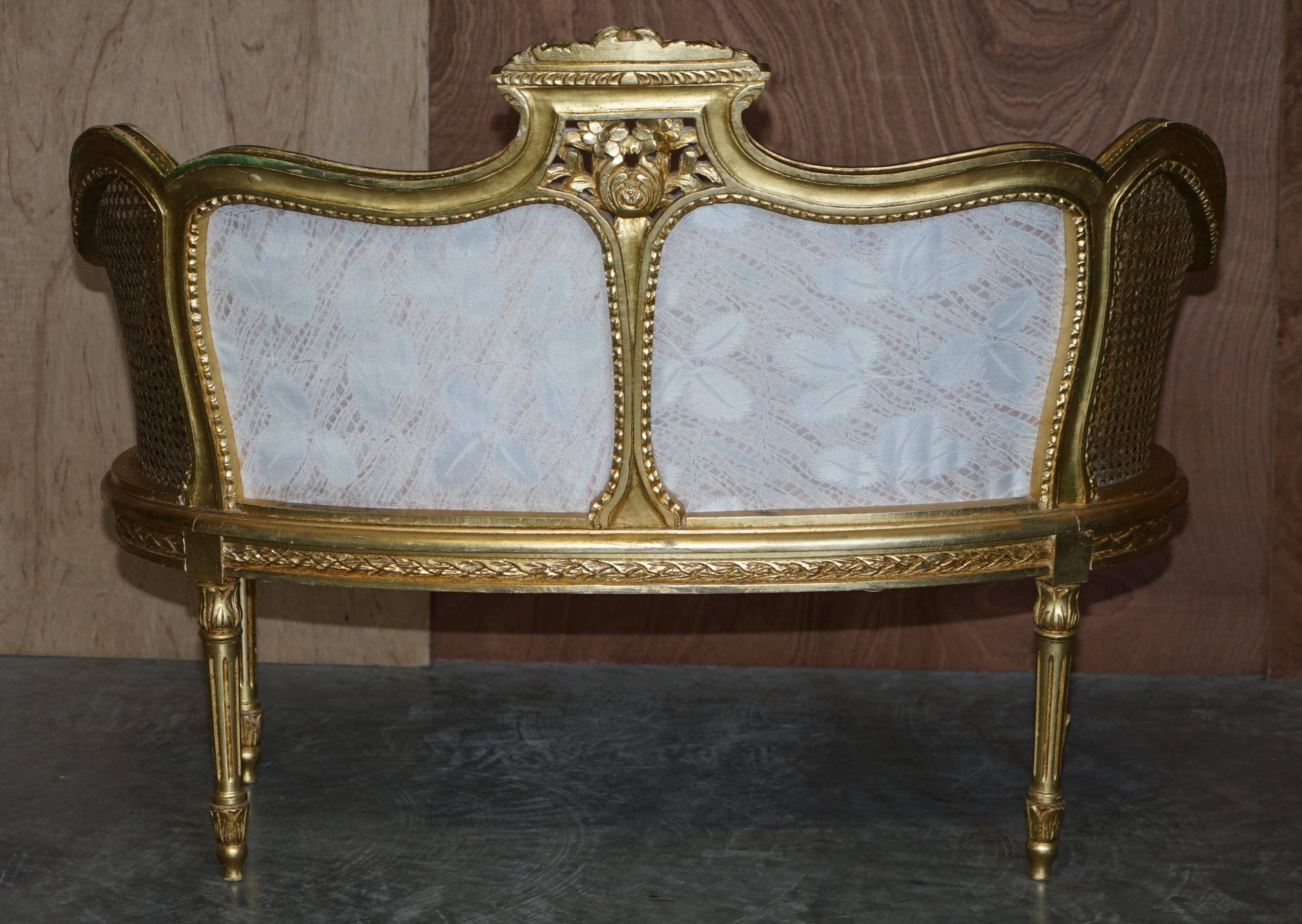 Louis XVI Napoléon III Bergère Canapé in gilded wood