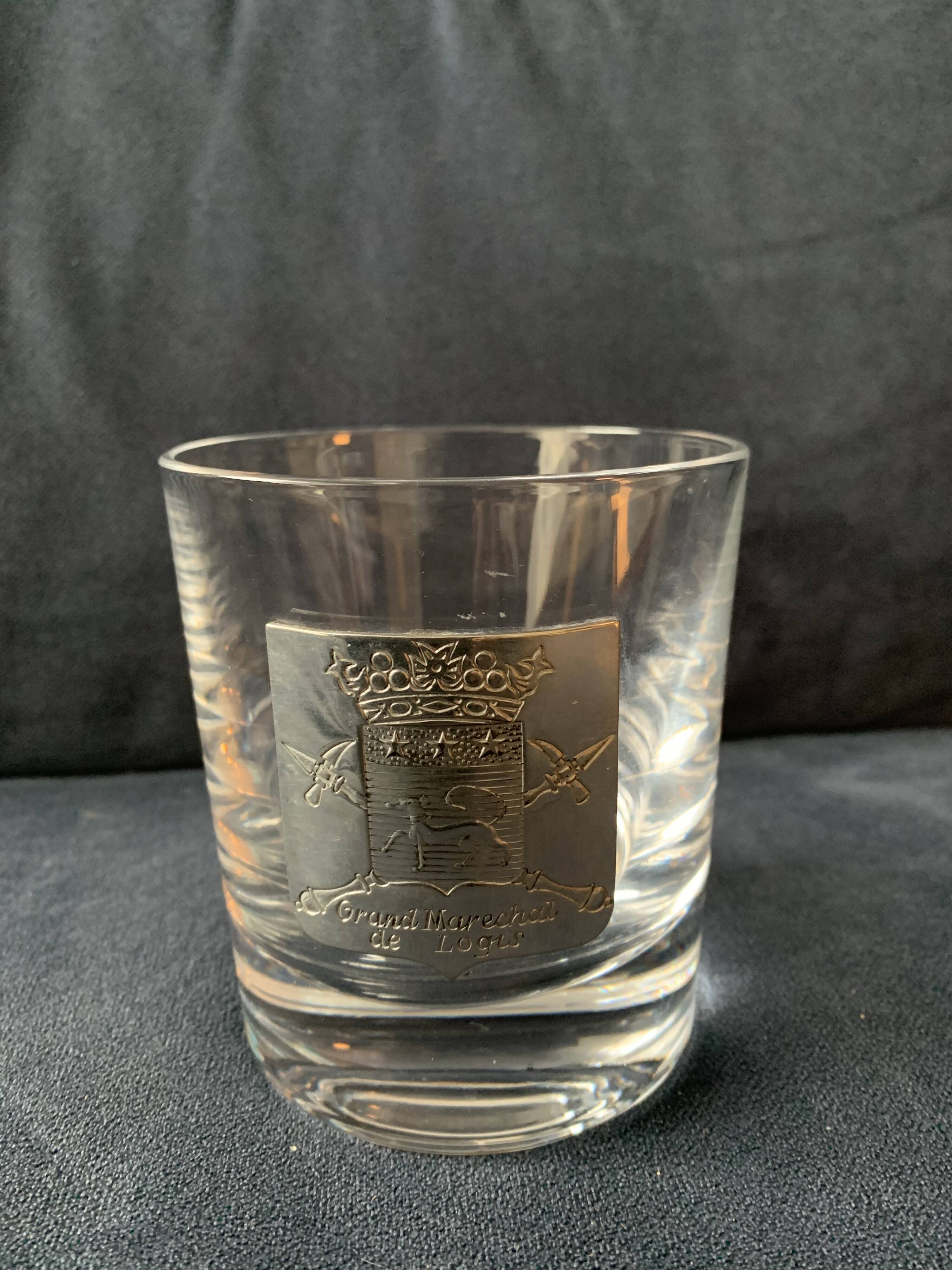6 crystal whiskey glasses from Sèvres Prévost, Captain, Marshal, Boutelier, Fauconnier and Veneur