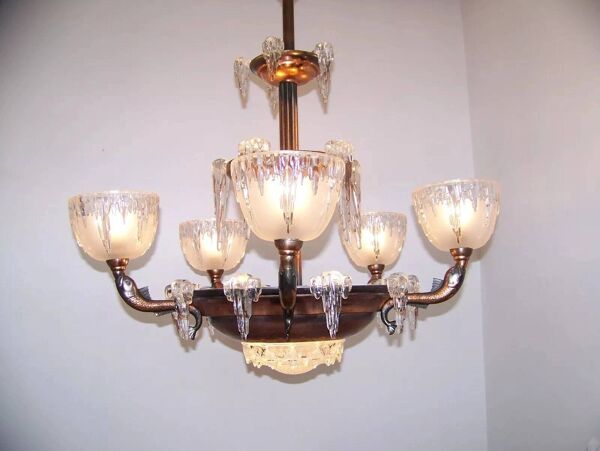 Lustre Art Déco signé Ezan, France