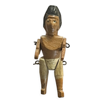 Painted wooden Indian figure, French brand Radiguet, vintage toy.