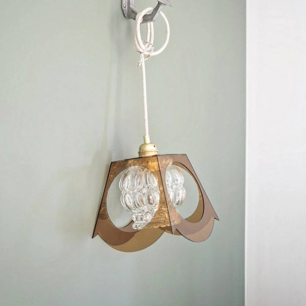 70's glass and plexiglass suspension