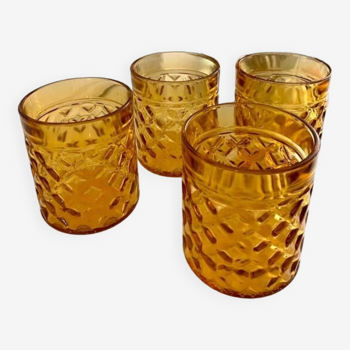 4 vintage PERNOD amber glasses