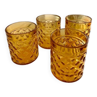 4 vintage PERNOD amber glasses