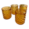 4 vintage Pernod amber glasses