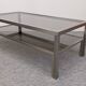 Table basse à 2 plateaux en inox brossé et verre fumé, France vers 1970