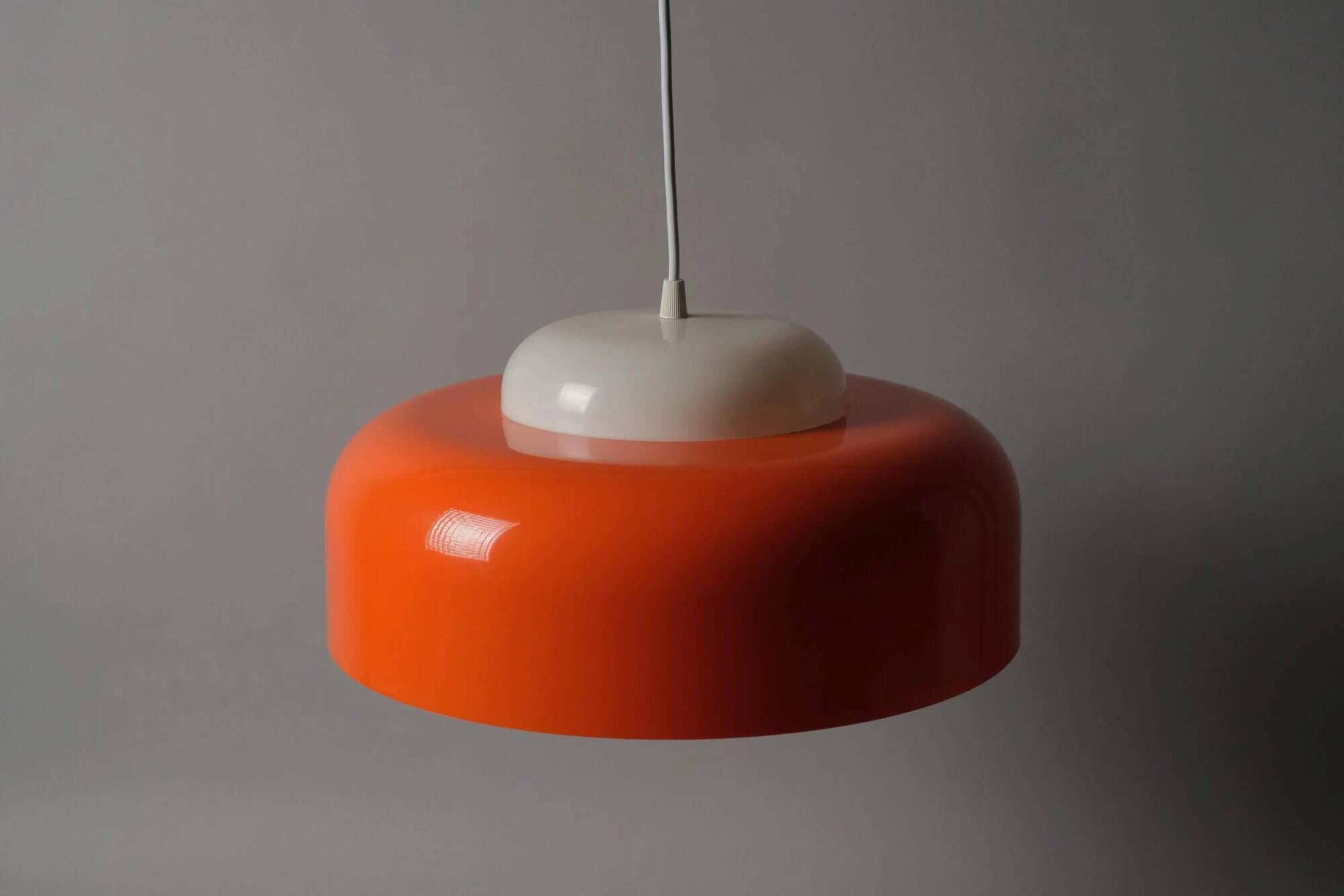 Fagerhults Belysning Pendant Lamp, Orange & White Acrylic, 1960s Space Age Design, Sweden