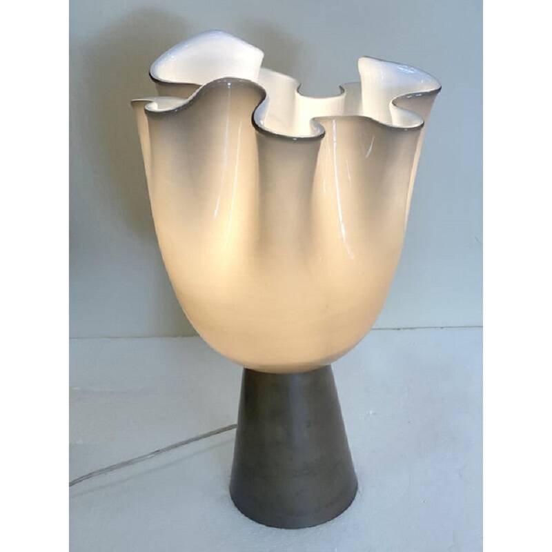 Contemporary Milky-Beige Murano Style Glass Table Lamp