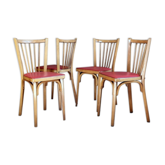 Lot 4 chairs Baumann n°53 skaï red