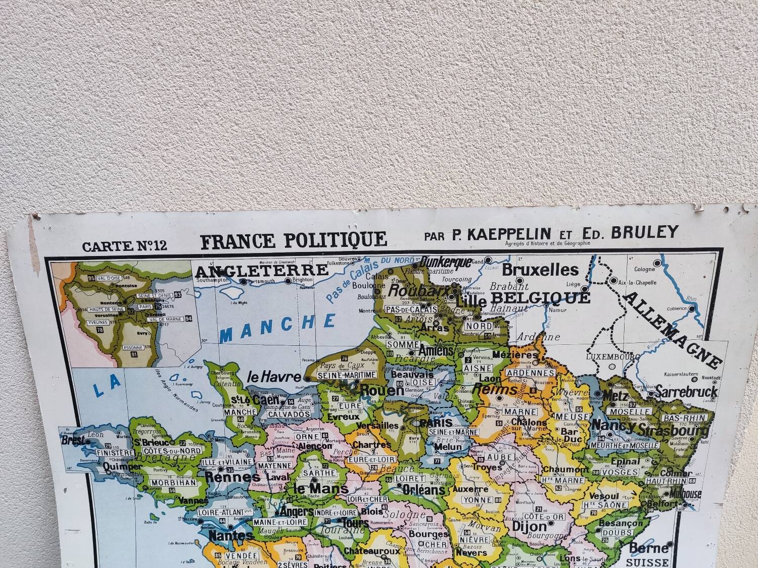 Vintage political map of France