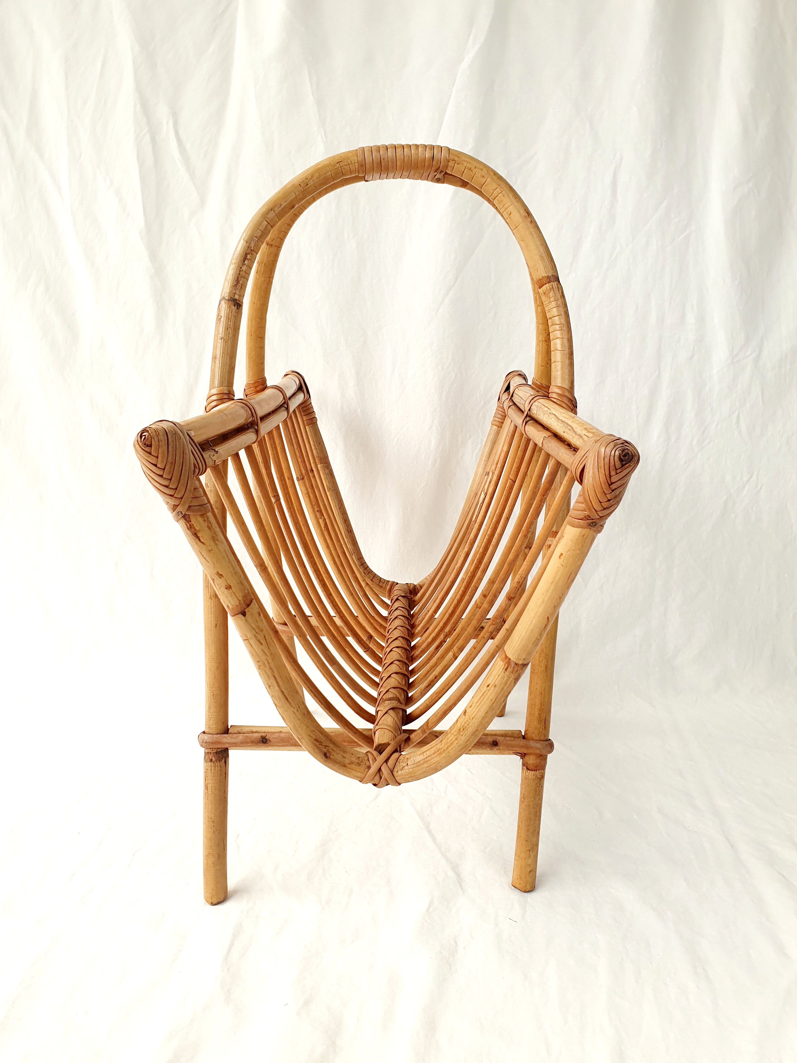 Rattan magazine rack