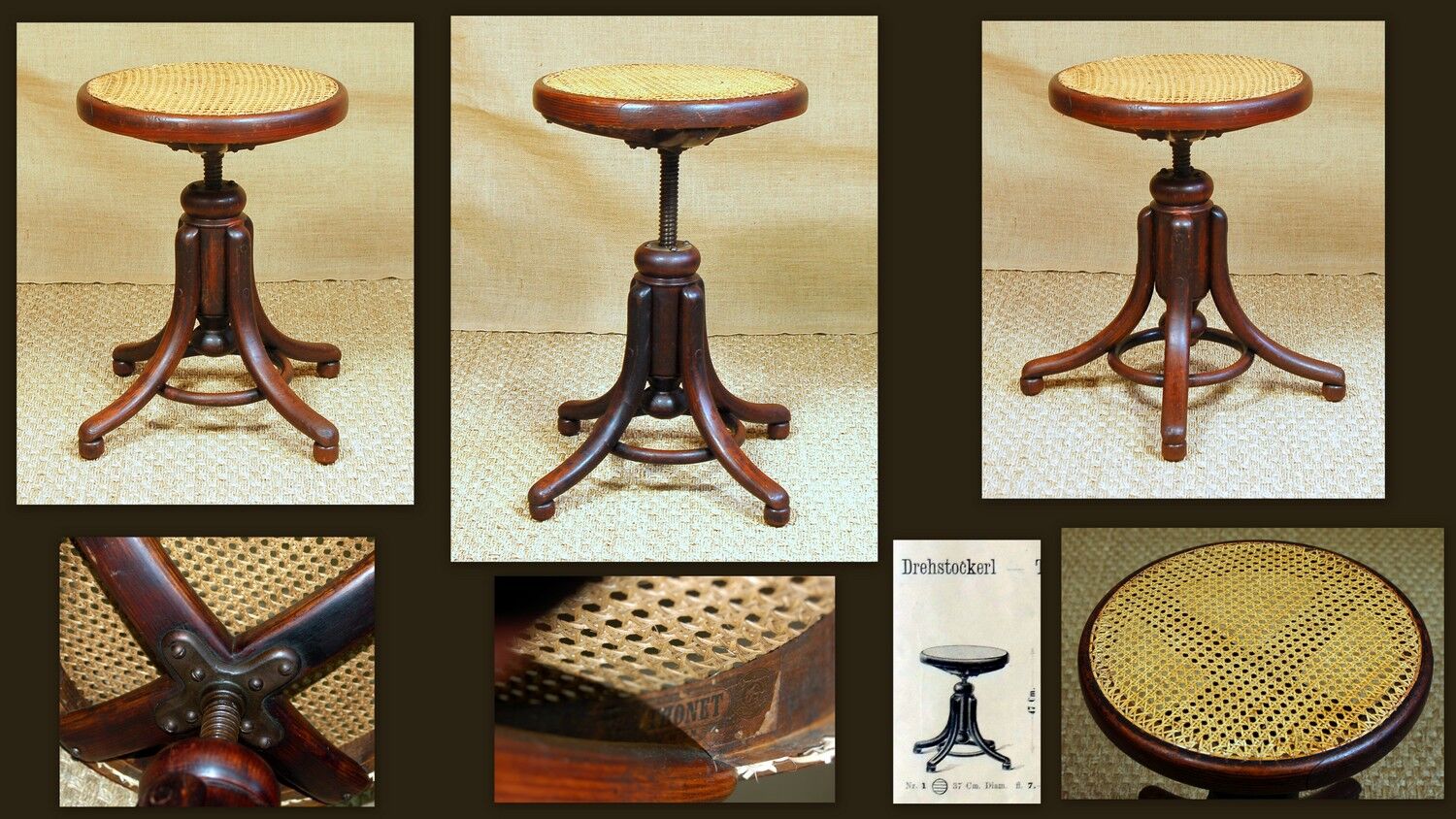 Tabouret piano Thonet Wien modèle N°1