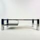 Belgo chrom chrome coffee table, smoked glass top and wooden undertray, circa 1980