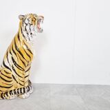 Large ceramic Hand Painted Tiger, 1970's Italy