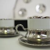 Silver and tin coffee set, 1970s, set of 25
