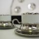 Silver and tin coffee set, 1970s, set of 25