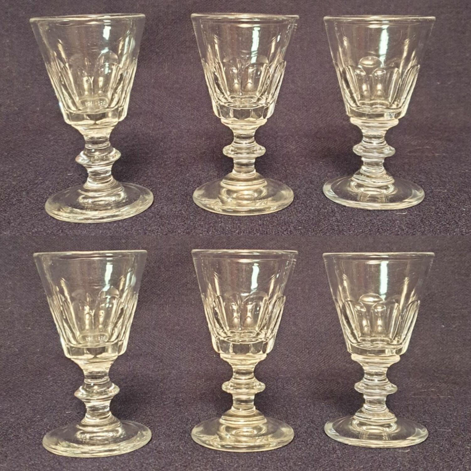 6 antique crystal shot glasses