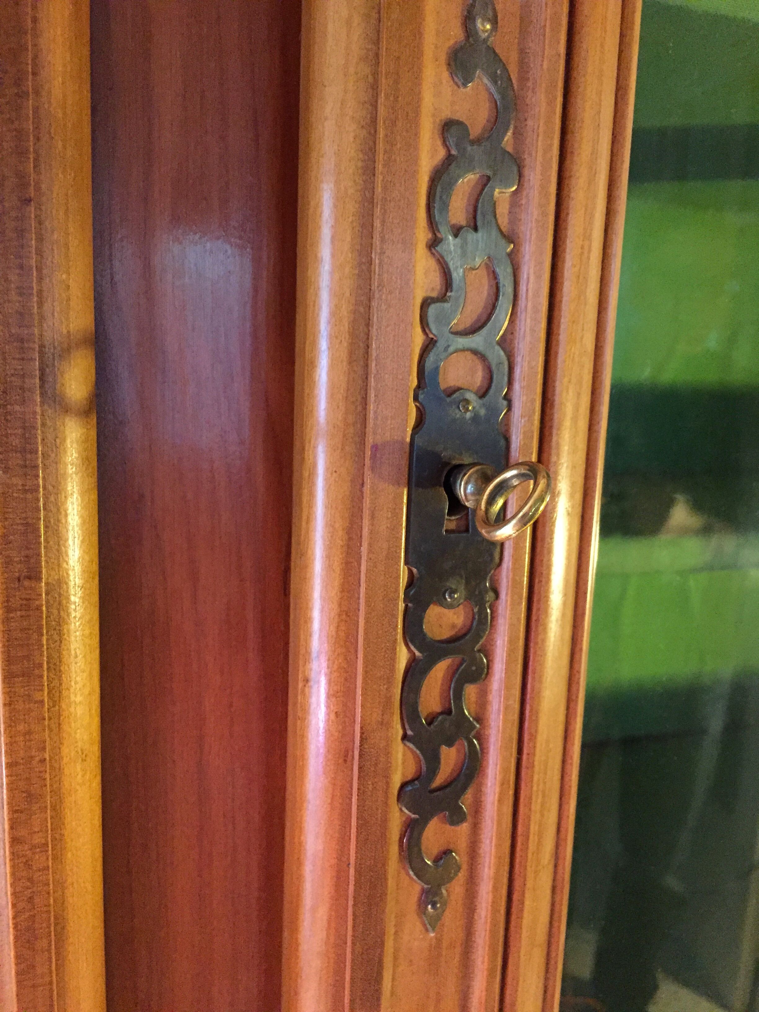 Vintage glass library in solid cherry