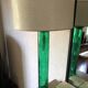 Retro table lamp with glass base and crocodile effect leather shade.
