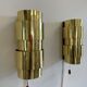 Pair of Scandinavian teak and brass sconces