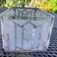 Art Deco biscuit tin in frosted glass with a silver lid, confectionery.