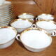 12 cups and limoges porcelain coffee saucers by A.Blin vintage Vierzon décor