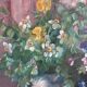 Large vintage original floral still life painting with fruit