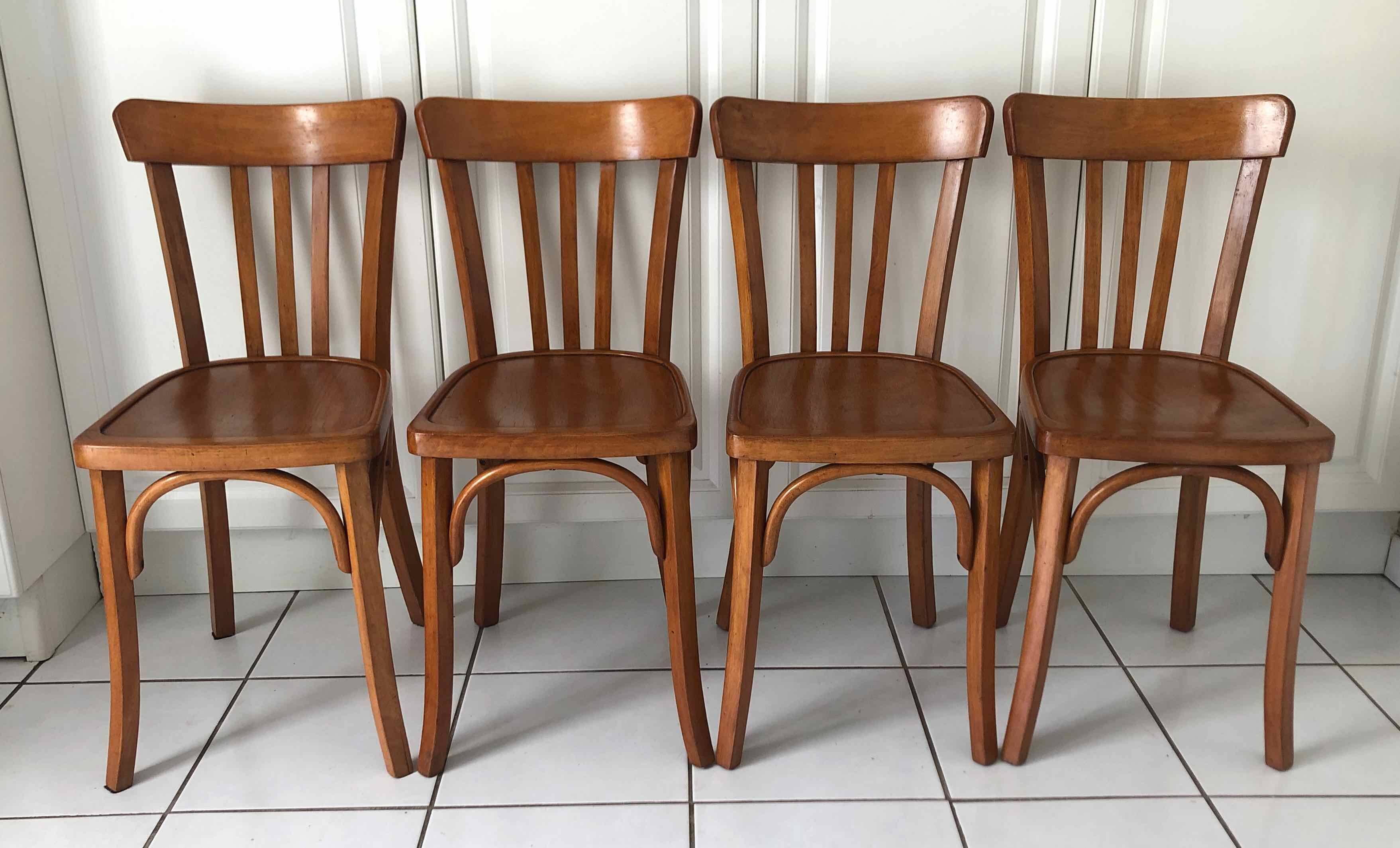 4 chaises bistrot années 50 type Baumann